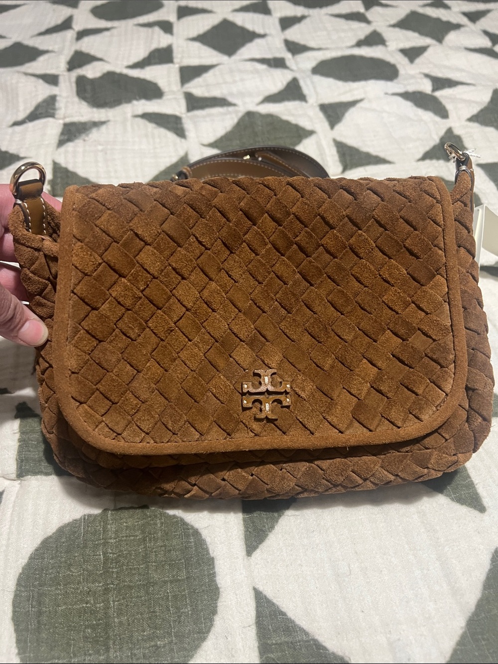 💥FINAL PRICE 💥Tory Burch Thea Woven Suede Crossbody Flap - Picture 3 of 15